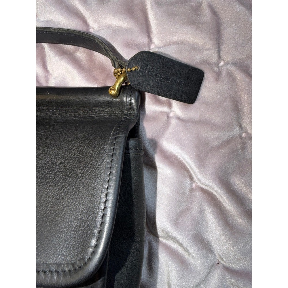 Vtg Coach Murphy Blk Leather Bag Crossbody Turnlock Brass Classic 9930 Mini - Picture 14 of 15